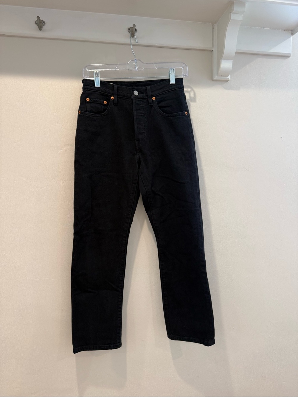 Levi's Women Black 501 Slim Straight Jeans